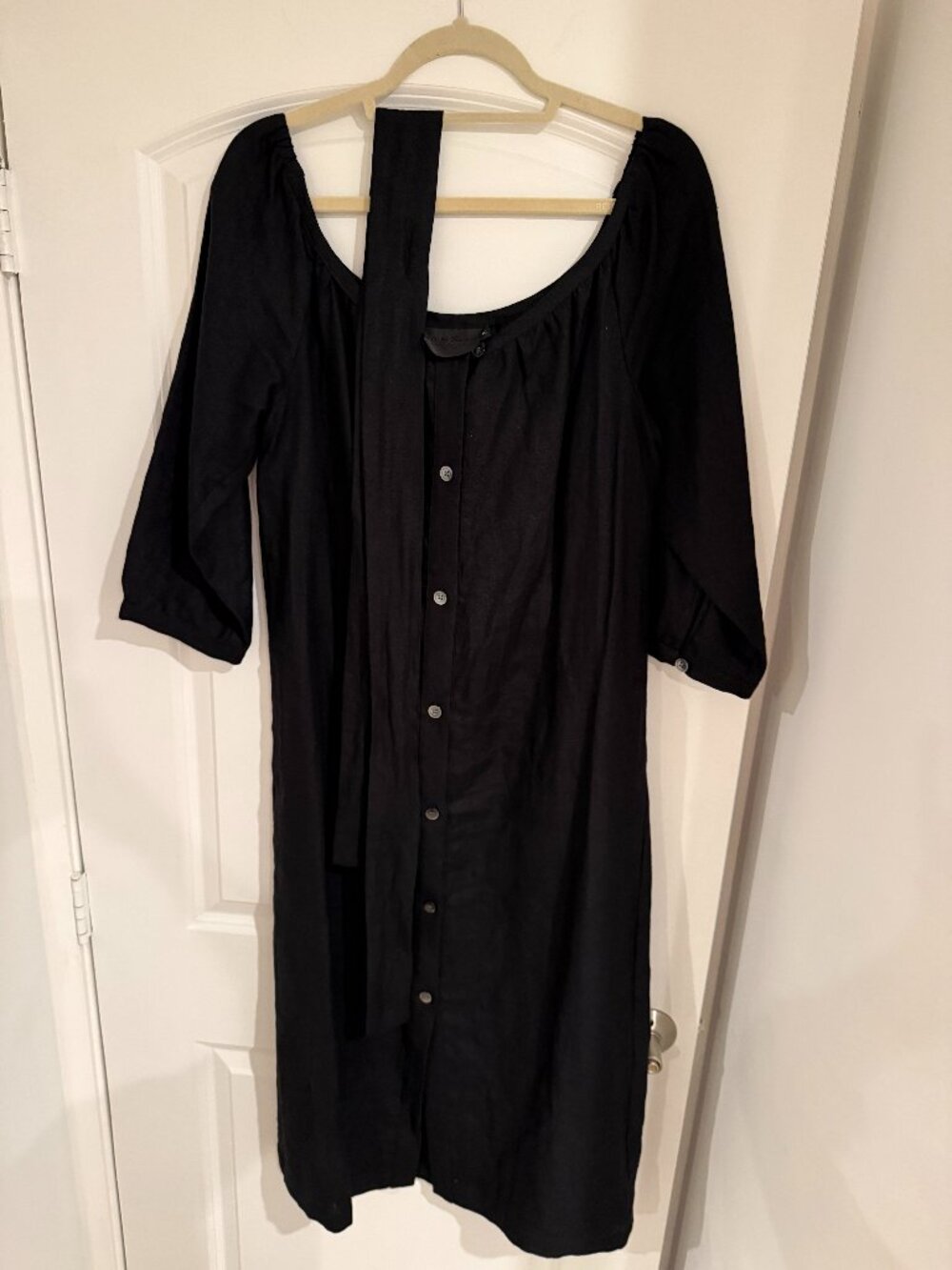 No.6 Store Black Button-Front Midi Dress | Size 2